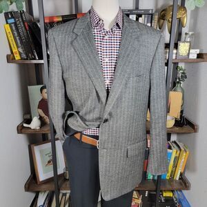 Club Room Men's Sport Coat Blazer Two Button‎ Gray Herringbone Wool Cashmere 44R